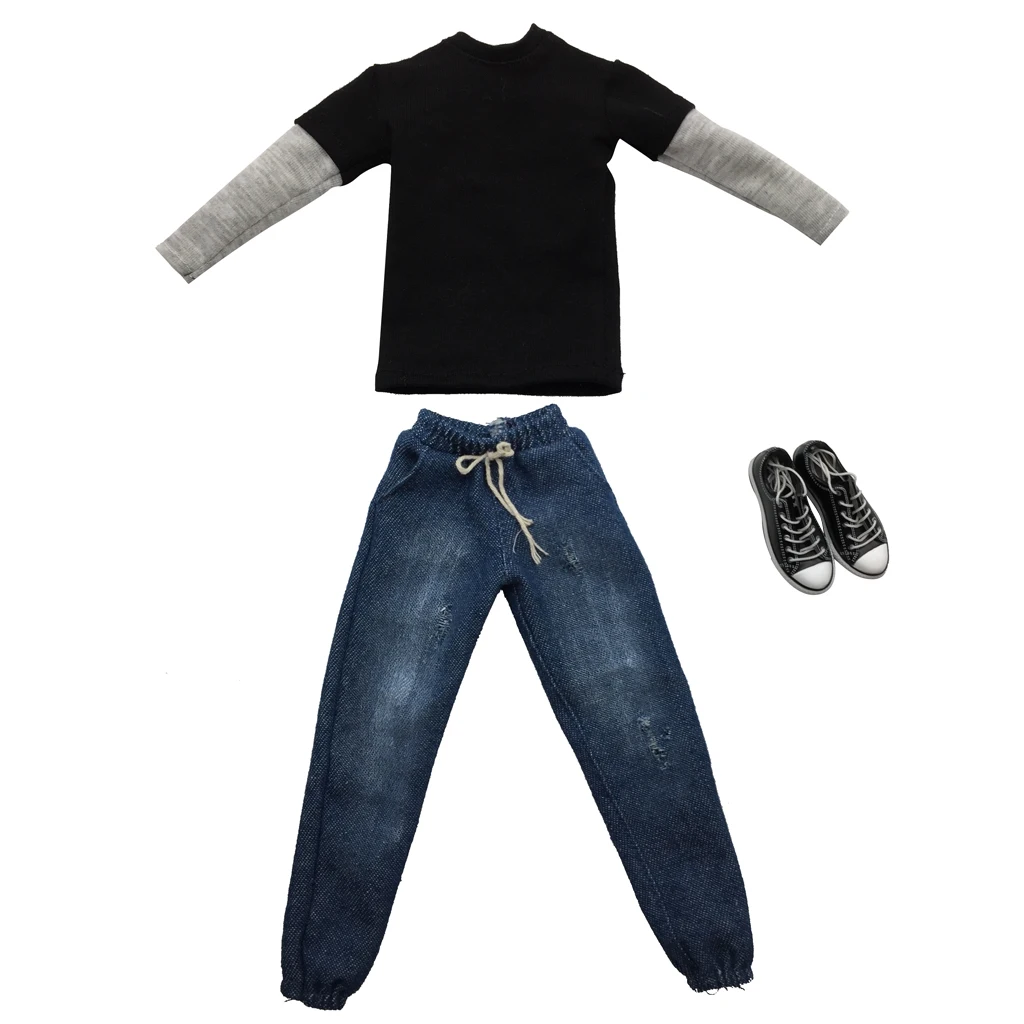 Play 1/6 Scale Male Action Figure Dolls Outfits Casual Clothes And Canvas Shoes  - £46.64 GBP