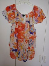 New Directions Ladies SHEER/LINED Floral Tiered TOP-S-LOVELY-CAP SLEEVE-NWOT - £7.04 GBP
