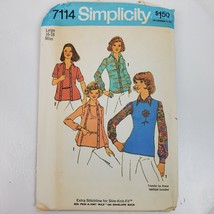 Vintage Simplicity 7114 Sewing Pattern Misses Top Shirt 16/18 Large - $11.30