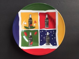 Set of 4 Coca Cola Four Seasons 10" Dinner Plates Collectible Melamine 1998 - £21.70 GBP