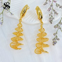 J&amp;C Jewelry 2022 Newest Fashion Jewelry Spiral Shape Gold Plated Drop Earrings F - £16.60 GBP