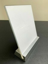 Tabletop Countertop Sign Holder Display Stand, Clear Acrylic, Silver Base 5.5x4&quot; - £11.66 GBP