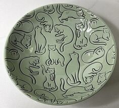 Signature Cat Pet Bowl Plate Food Dish Plate Adorable  Green 6” New - $19.75