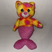 2021 Build a Bear Mer-Cat Mermaid Cat Kitty 17&quot; Plush Tie Dye Pink W/ Meow Sound - $13.09