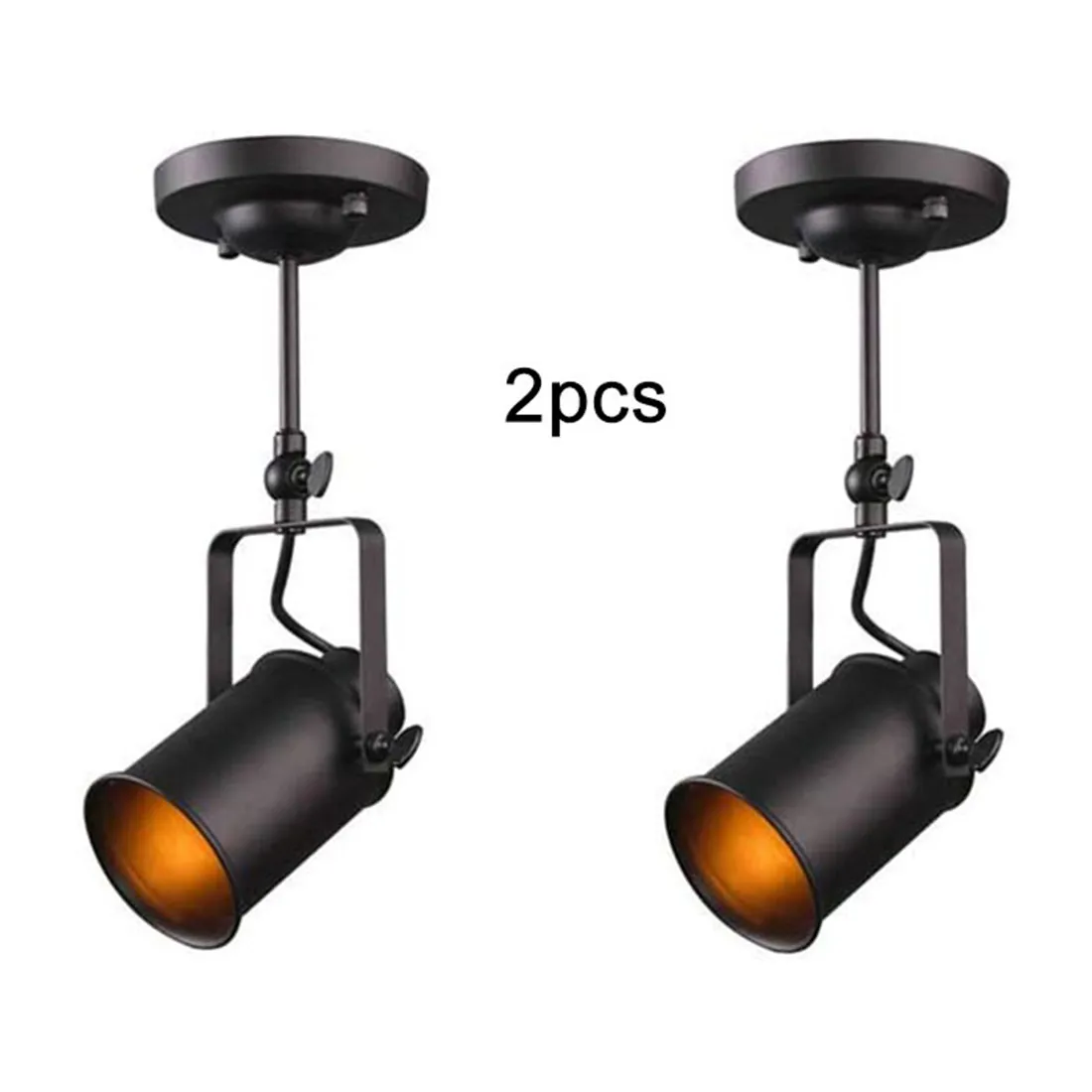 2pcs/Pack Industrial Vintage E27 Ceiling Lights Black  Loft Style Adjustable Cei - £169.19 GBP