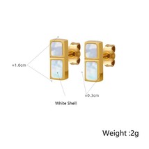  waterproof style mini square white shell stud earrings for women girls fashion jewelry thumb200
