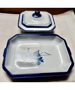Klafrestrom C2 & #30 Enamel Cast Iron Casserole Baking Pans Blue Rims Sweden 5L - $39.99