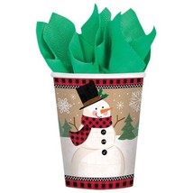 Winter Wonderland Snowman Christmas 8 Ct 9 oz Paper Hot Cold Cups - £3.52 GBP