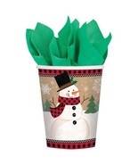 Winter Wonderland Snowman Christmas 8 Ct 9 oz Paper Hot Cold Cups - £3.57 GBP