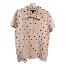 Gloria Vanderbilt Women&#39;s Polo Shirt L | Light Pink with Black Swan Embr... - $17.00