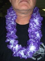 2 DELUXE PURPLE FLUFFY HAWAIIAN FLOWER LEIS luau party supplies lei beac... - $6.64