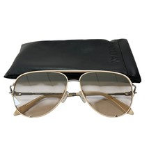 Quay Australia High Key Twist Aviator Sunglasses Silver Champagne Flash ... - $88.11