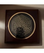 Mid Modern Century Dark Wood  Gold Brass Solid Wood Cube Flat Maze Taiwan - $753.77 MXN