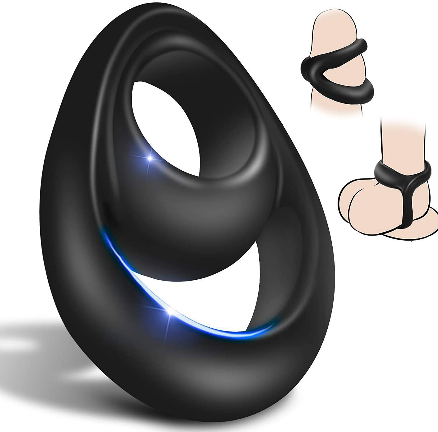 Black Silicone Cock Ring Male Dick Enlarger Delay Ejaculation Adult Sex ... - $17.70