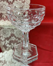 1 Fostoria American Cubist Glass Champagne Glasses Hex Base Stem EUC 4.75&quot; - $4.95