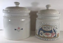 Vintage HOME 2 Lidded Canisters UPLAND SILVER & CUTLERY Swan Kitchen Condiment - £38.14 GBP