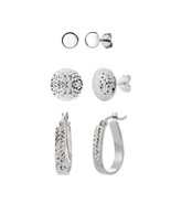 G&amp;H 925 Sterling Silver Ball &amp; Diamond Cut Studs And Hoops Earrings Set ... - £49.27 GBP