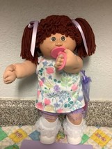 RARE Vintage Cabbage Patch Kid Girl With Pacifier Auburn Poodle Hair Brown Eyes - £219.82 GBP