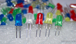 400pcs ASSORTED LED Pack Diffused Round 5mm Green Blue Red Yellow White ... - £11.35 GBP