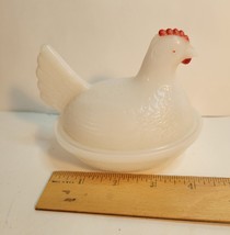 Hen on Nest Vintage White Milk Glass 4.5" long image 2