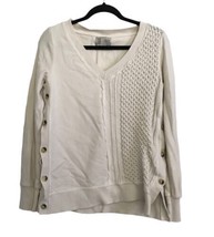 Anthropologie Saturday Sunday Womens Sweater Cream Arcana Buttoned Pullover S - £10.73 GBP