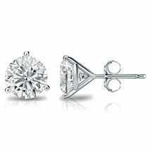 2.50CT Round Solid 14K White Gold Brilliant Cut Martini PushBack Stud Earrings - £136.85 GBP