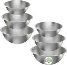 NutriChef 6-Piece Stainless Steel Stackable Mixing Bowls – Dishwasher Safe - $432.43 MXN