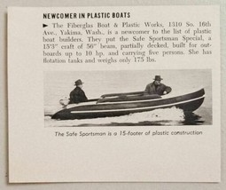 1951 Magazine Photo Safe Sportsman 15&#39; Boats Fiberglass &amp; Plastic Yakima,WA - £7.22 GBP