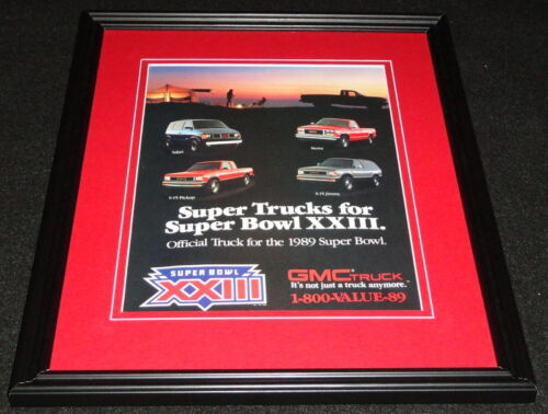 Primary image for 1989 GMC Trucks Super Bowl XXIII Framed 11x14 ORIGINAL Advertisement