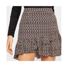 Free People Nadia Mini Skirt Black Red Size 0 Ruffle Tiered Short Geomet... - £19.47 GBP
