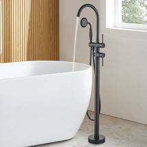Freestanding Bathtub Faucet Floor Mount Tub Filler Matte Black Standing ... - $181.92
