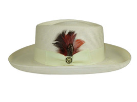 Men Bruno Capelo Braid Straw Style Spring Hat Wide Brim GAMBLER GAMS205 Ivory - £47.27 GBP