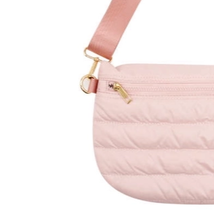 Pink Quilted Puffer Messenger Crossbody Sling Bag - $38.61