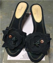 Gorgeous Auth Chanel Camellia Denim Heels Sandals Size 37 1/2 US 7 1/2 - £500.34 GBP