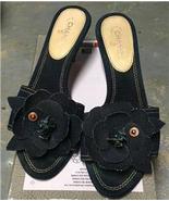 Gorgeous Auth Chanel Camellia Denim Heels Sandals Size 37 1/2 US 7 1/2 - £505.03 GBP