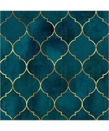 Peel And Stick Wallpaper Graphic Trellis Emerald/Sapphire Blue/Gold Remo... - £26.65 GBP