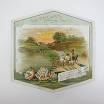 Victorian Trade Card Woolson Spice Co Shepherd Sheep Pond Farm House Flowers Sun - £15.71 GBP