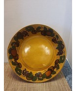 Vintage Handpainted Golden Yellow Round Tray With Grape/Fruit Vine Detai... - $25.36