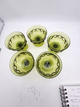 Set Of Five Green Indiana King&#39;s Crown Thumbprint Dessert Sherbet Sorbet... - $49.95