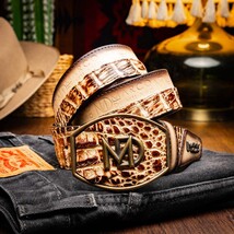 Marco Di Milano Caiman & Calfskin Western Texas Belt Stone Orix image 6