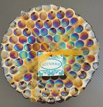 Azzurra Handmade Decorated Glass Salad Dessert Plates Raised Dots Back G... - $29.99