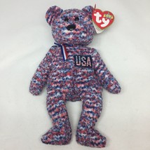Ty Beanie Baby USA Bear Original Plush Stuffed Animal Retired W Tag July 4 2000 - £15.65 GBP