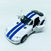 1998 Maisto 1:39 Scale Dodge Viper GTS Coupe White w Blue Racing Stripes Diecast - $10.77