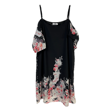 Naggo Dress Black Floral Print Cold Shoulder Sleeves Spaghetti Straps Si... - £15.27 GBP