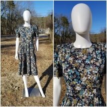 Vintage Does 40s Karin Stevens Rayon Floral Midi fit flare Deess size 6 ... - $39.60