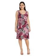 R&amp;M Richards Short Print Necklace Dress 7907 in Magenta-Size 6 - £30.25 GBP