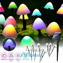 Outdoor Solar Rgb Led Mushroom Fairy String Lights Garden Landscape Yard Decor - £23.97 GBP