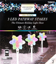 ORCHESTRA OF LIGHTS 5285313 COLOR-CHANGING 3 LED PATHWAY STAKES (STEP 2)... - $64.95