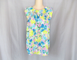 Pleione Anthro top tunic  ruched scoop neck Small multi pastel flowers hi lo New - £16.92 GBP
