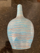 Turquoise Ceramic Vase multicolored Approximately 14” Tall By 8” At Widest Part - £80.17 GBP